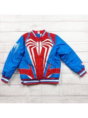 Marvel SpiderMan Puffer Jacket Kids Zip Up Quilted Coat Superhero 10-12